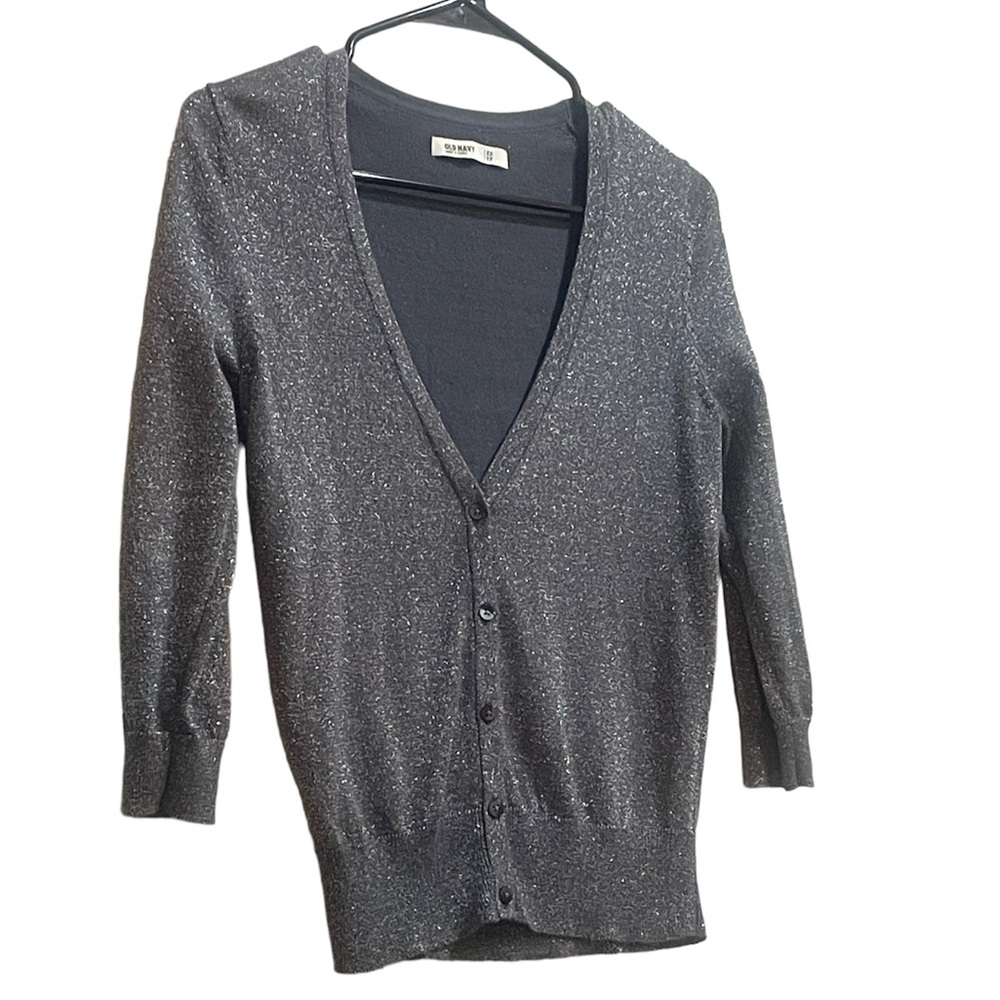 Silver metallic Old Navy Button Up 3/4 sleeve cardigan size xs